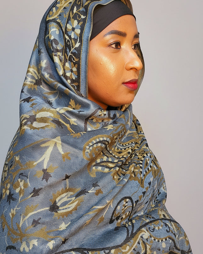 Pashmina - Bleu/marron