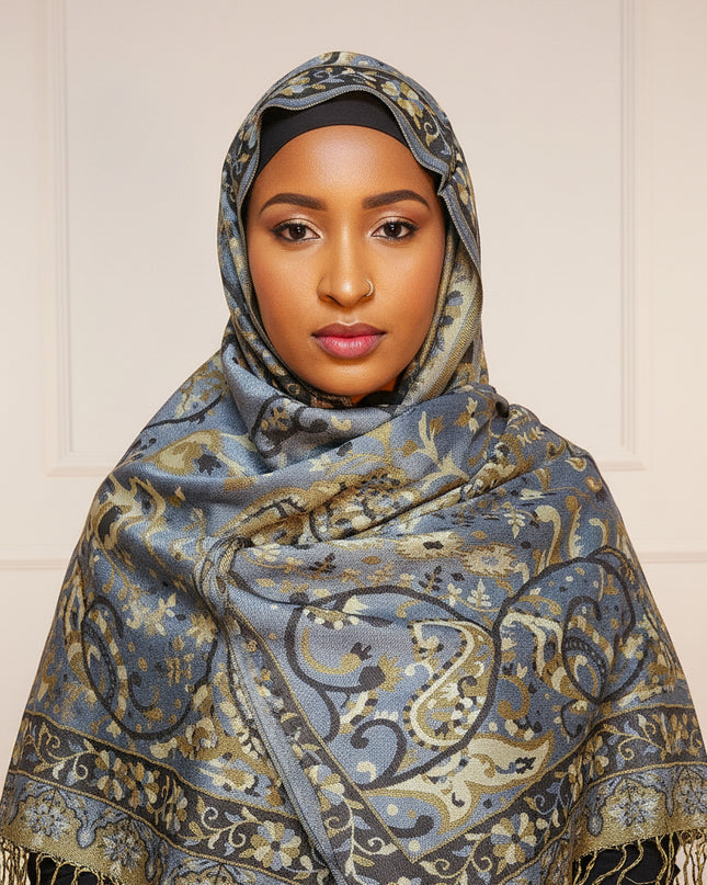 Pashmina - Bleu/marron