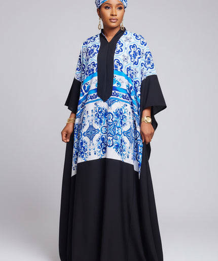 Boubou crêpe classy - Bleu nuit