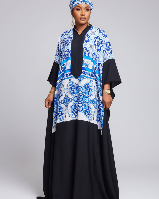 Boubou crêpe classy - Bleu nuit