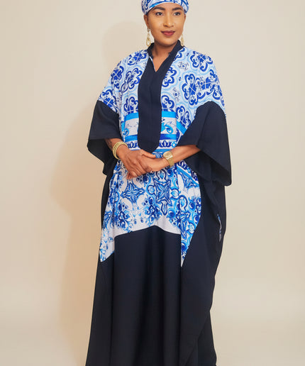 Boubou crêpe classy - Bleu nuit
