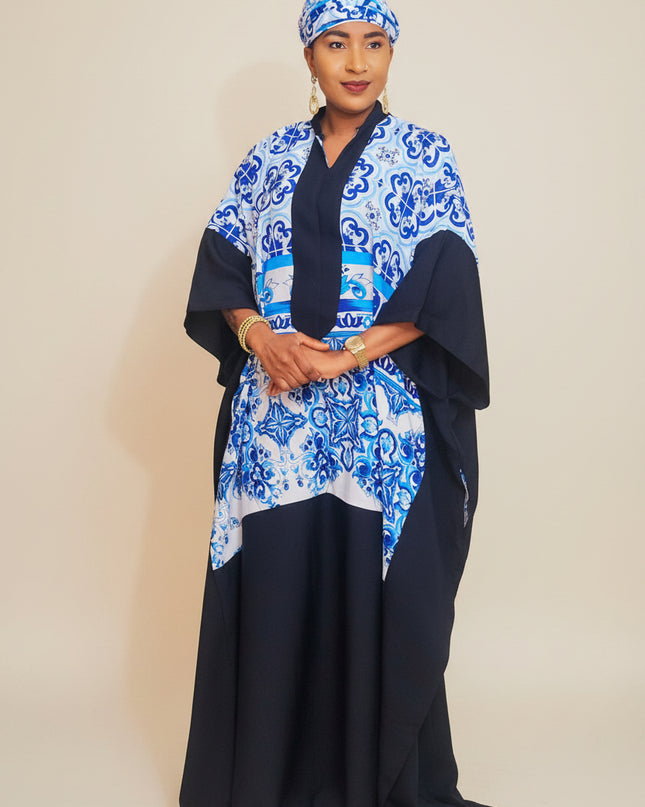 Boubou crêpe classy - Bleu nuit