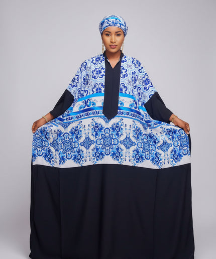 Boubou crêpe classy - Bleu nuit