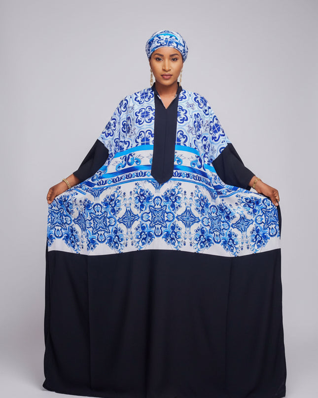 Boubou crêpe classy - Bleu nuit