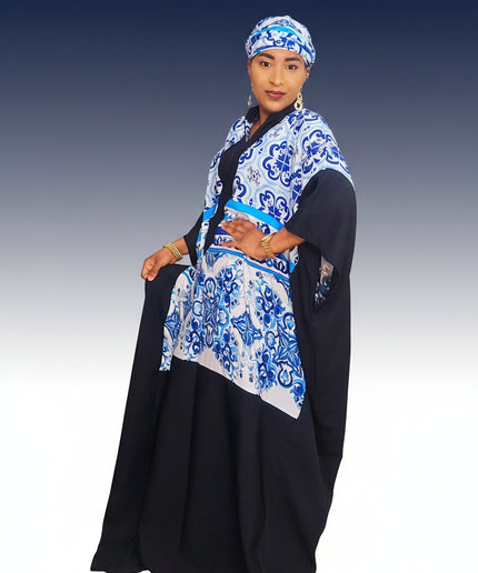 Boubou crêpe classy - Bleu nuit