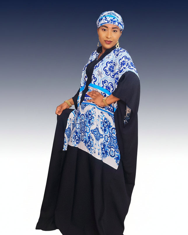 Boubou crêpe classy - Bleu nuit