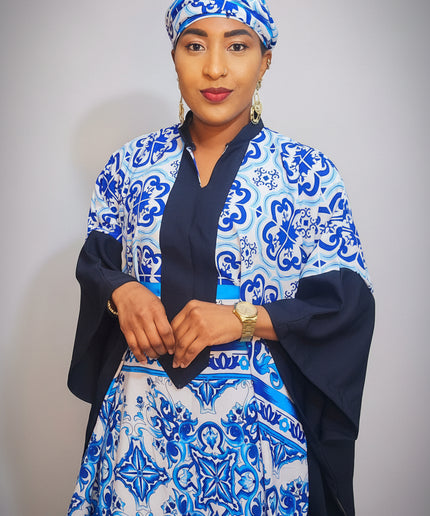 Boubou crêpe classy - Bleu nuit