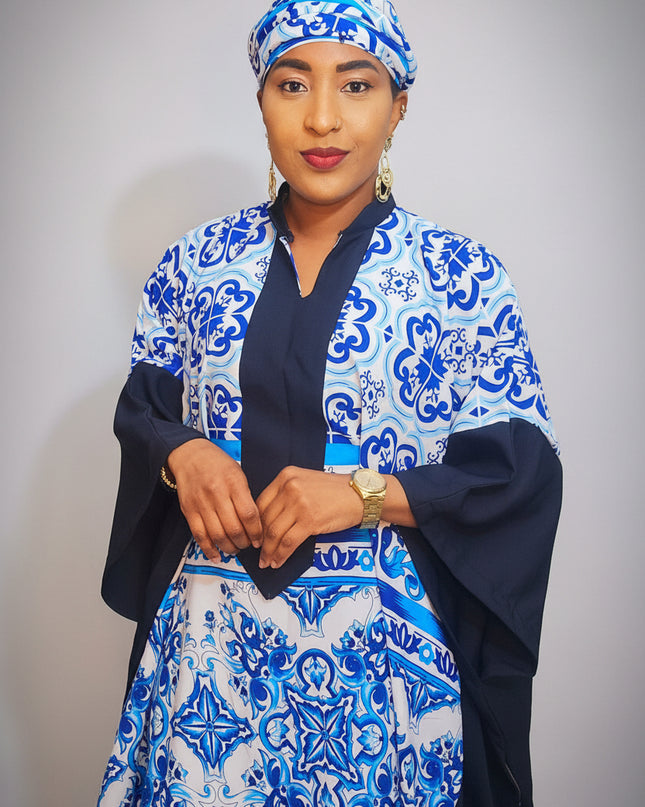 Boubou crêpe classy - Bleu nuit