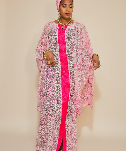 Robe dentelle chantilly - Rose fuchsia