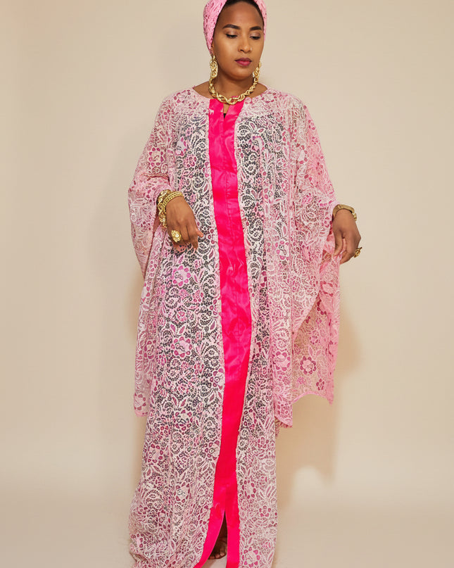 Robe dentelle chantilly - Rose fuchsia