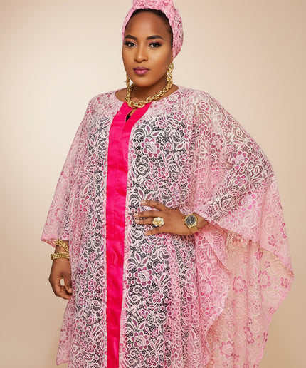 Robe dentelle chantilly - Rose fuchsia