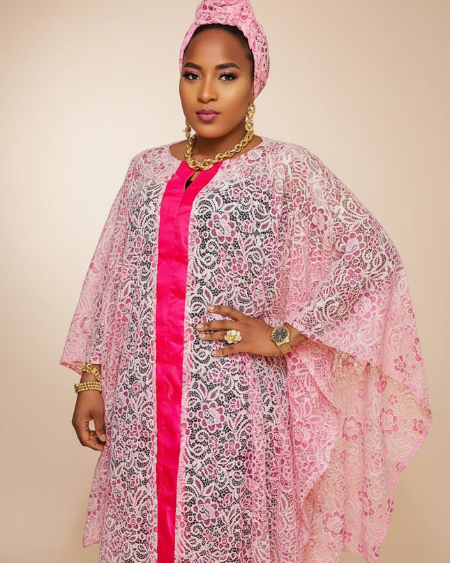 Robe dentelle chantilly - Rose fuchsia
