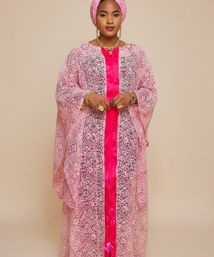 Robe dentelle chantilly - Rose fuchsia