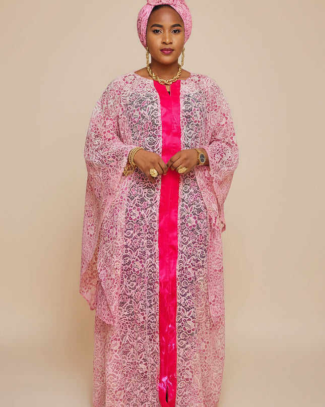 Robe dentelle chantilly - Rose fuchsia