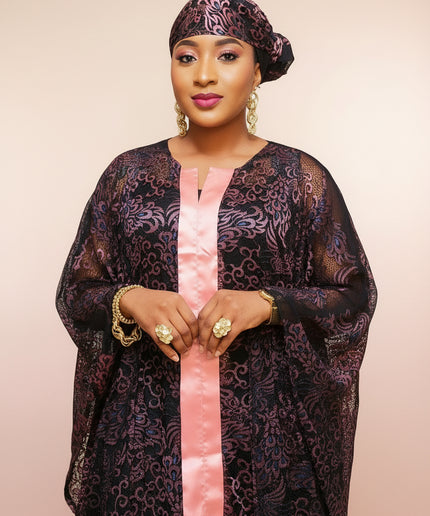 Robe dentelle chantilly - Rose noir