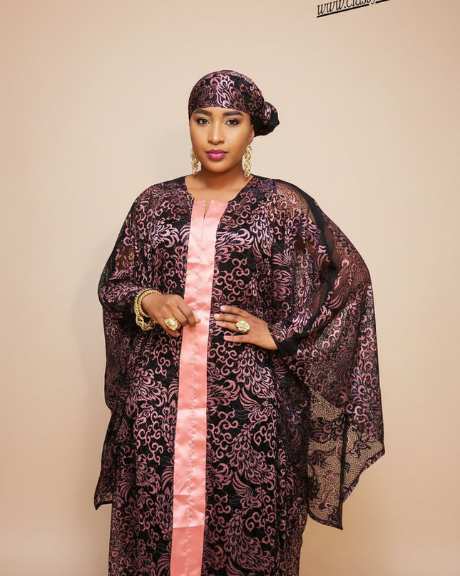 Robe dentelle chantilly - Rose noir