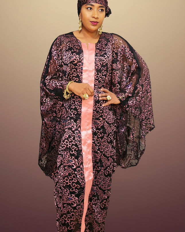 Robe dentelle chantilly - Rose noir