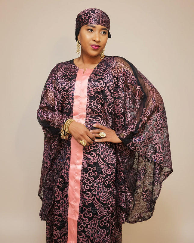 Robe dentelle chantilly - Rose noir