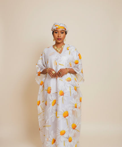 Boubou 2pcs organza - Blanc