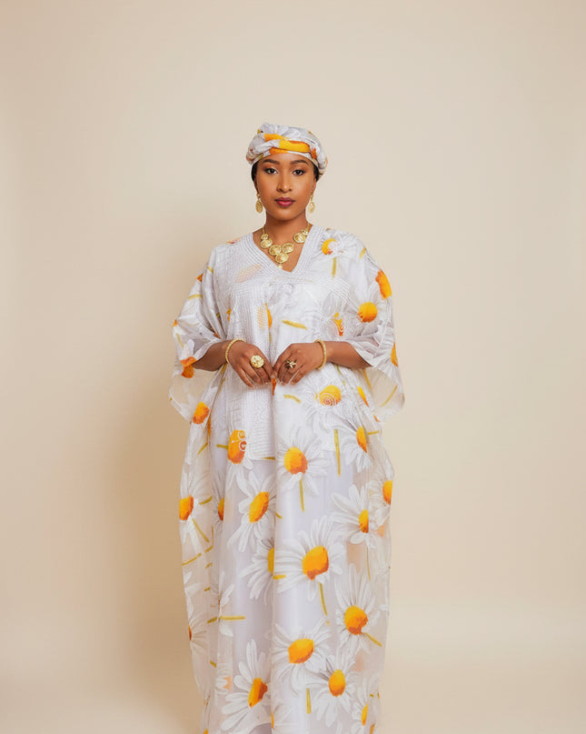 Boubou 2pcs organza - Blanc