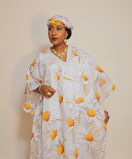 Boubou 2pcs organza - Blanc