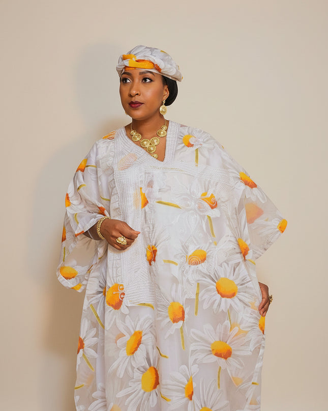 Boubou 2pcs organza - Blanc