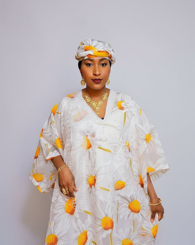 Boubou 2pcs organza - Blanc