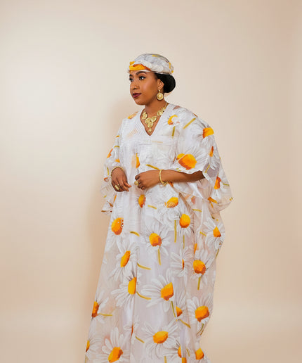 Boubou 2pcs organza - Blanc