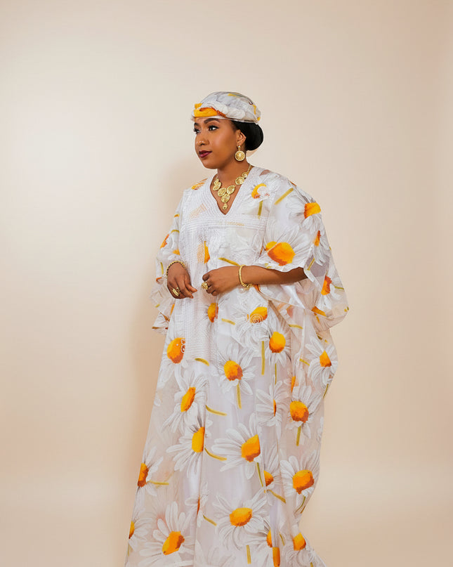 Boubou 2pcs organza - Blanc