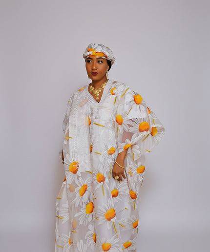 Boubou 2pcs organza - Blanc