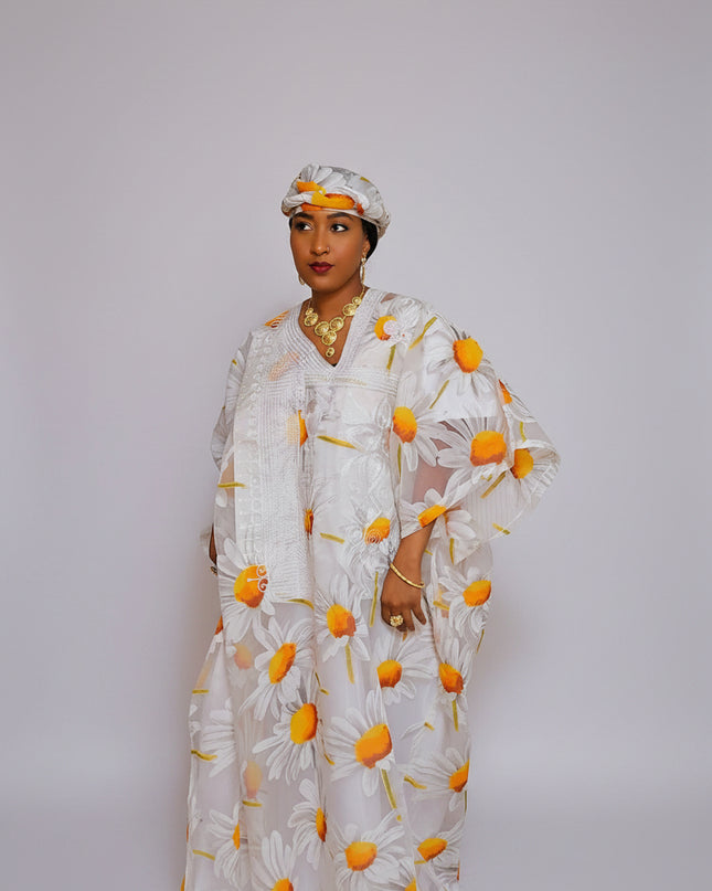 Boubou 2pcs organza - Blanc