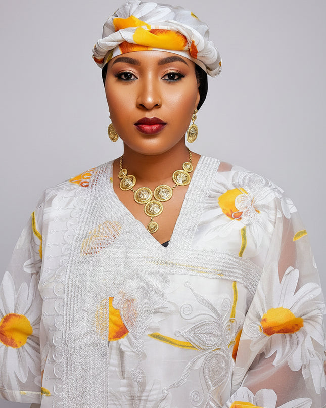 Boubou 2pcs organza - Blanc