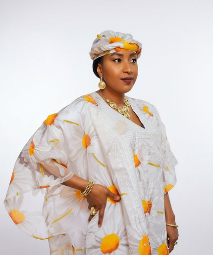 Boubou 2pcs organza - Blanc