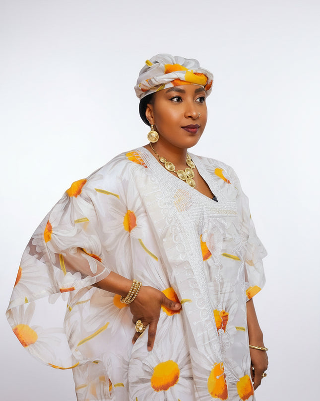 Boubou 2pcs organza - Blanc