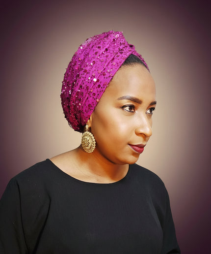 Turban pailleté - Violet