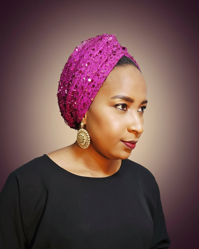 Turban pailleté - Violet