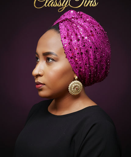 Turban pailleté - Violet