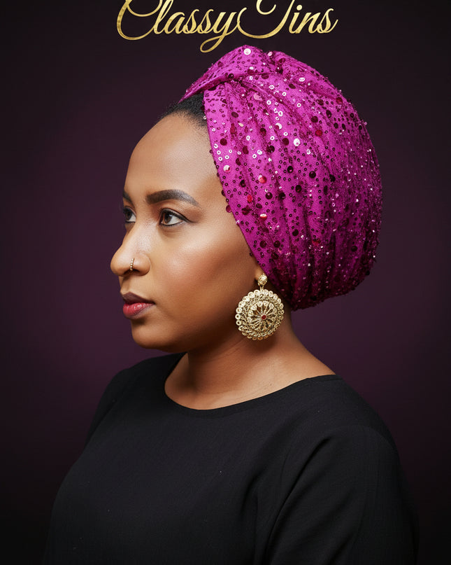 Turban pailleté - Violet