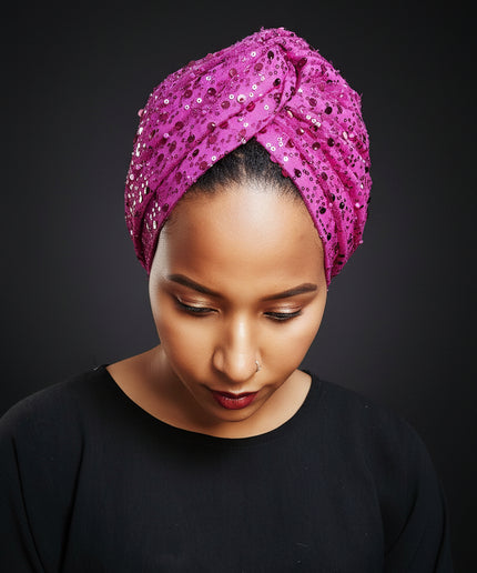 Turban pailleté - Violet
