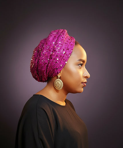Turban pailleté - Violet