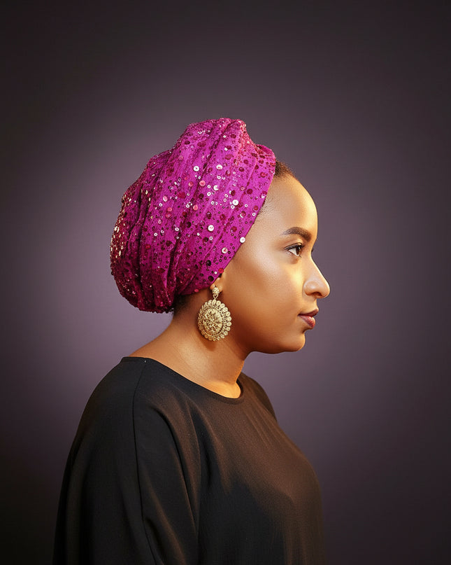 Turban pailleté - Violet