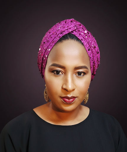 Turban pailleté - Violet