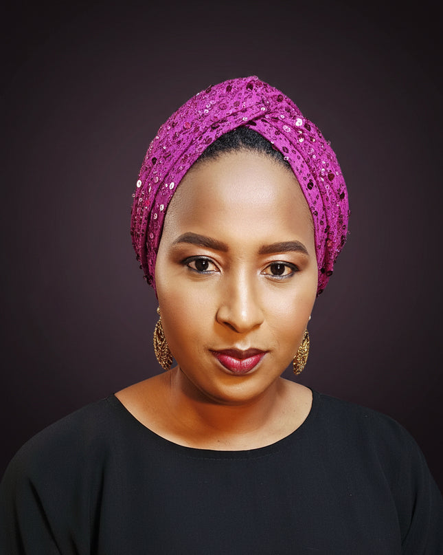 Turban pailleté - Violet