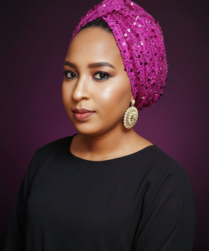 Turban pailleté - Violet