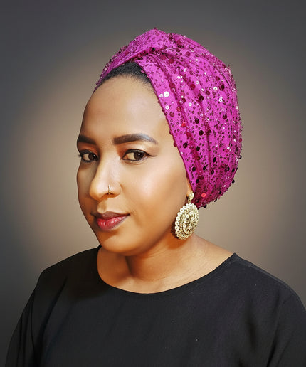 Turban pailleté - Violet