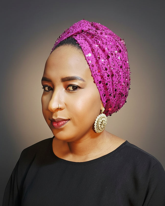 Turban pailleté - Violet