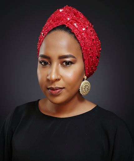Turban pailleté - Rouge