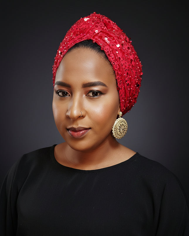 Turban pailleté - Rouge