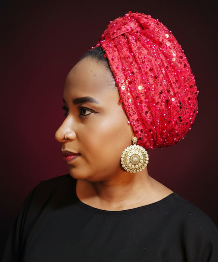 Turban pailleté - Rouge