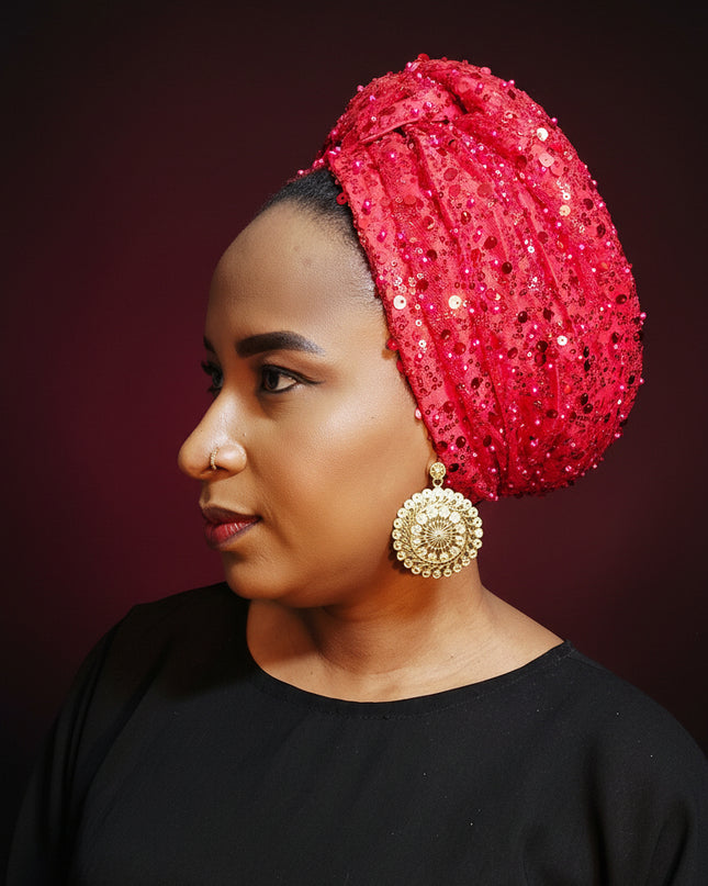 Turban pailleté - Rouge